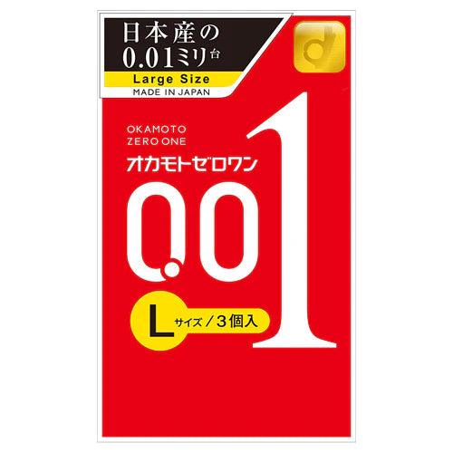 Okamoto Zero One 0.01mm L Size (3 Pieces) - JJ Cosmetics